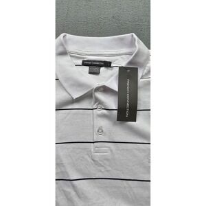 French Connection Mens Large Black White Stripe Polo New With Tags Casual